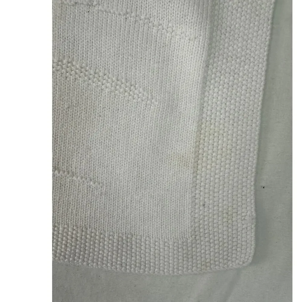 Vintage White Bambi Deer Bird Baby Knit Blanket 29